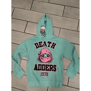 Mishka Death Adders 1978 Hoodie Teal Pink Mens Small NWT Streetwear Graphic